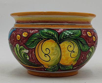 Handmade Caltagirone Pottery Cachepot: Sicilian Majolica Planter (22.5cm x 16cm)