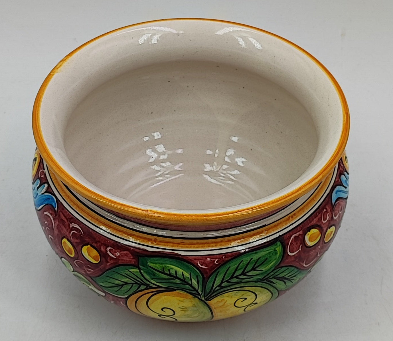 Handmade Caltagirone Pottery Cachepot: Sicilian Majolica Planter (22.5cm x 16cm)