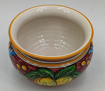Handmade Caltagirone Pottery Cachepot: Sicilian Majolica Planter (22.5cm x 16cm)
