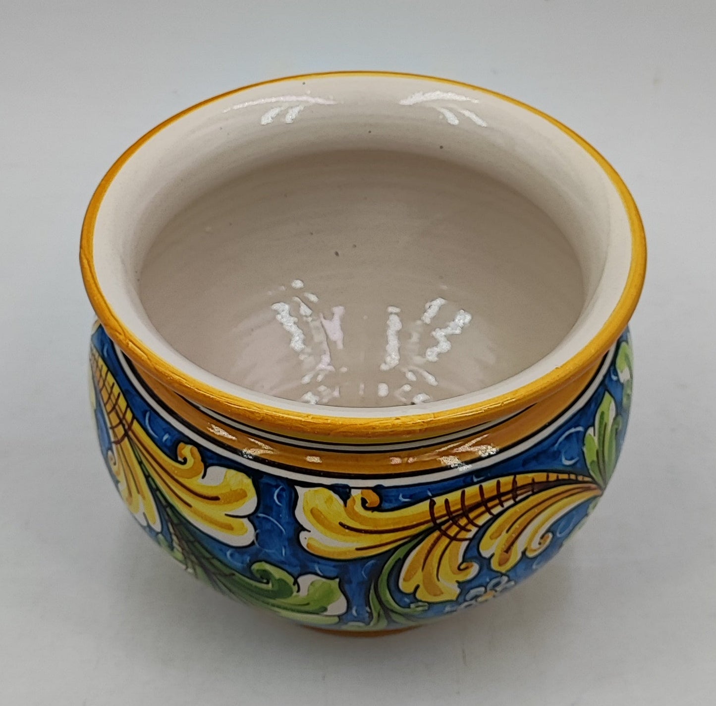 Handmade Caltagirone Pottery Cachepot: Sicilian Majolica Planter (22.5cm x 16cm)