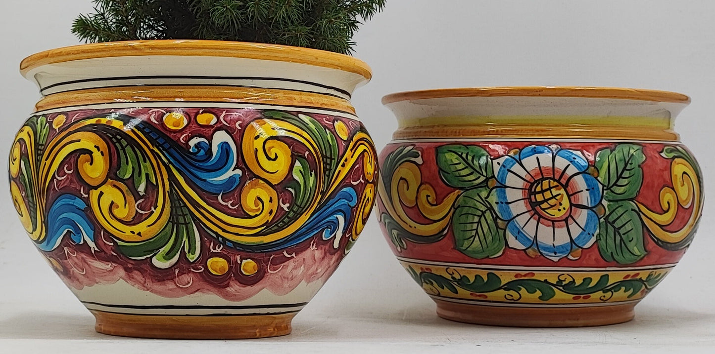 Handcrafted Caltagirone Ceramic Vase Holder- Hand-painted Beauty