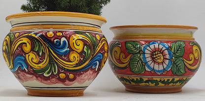 Handcrafted Caltagirone Ceramic Vase Holder- Hand-painted Beauty