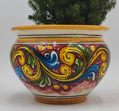 Handcrafted Caltagirone Ceramic Vase Holder- Hand-painted Beauty