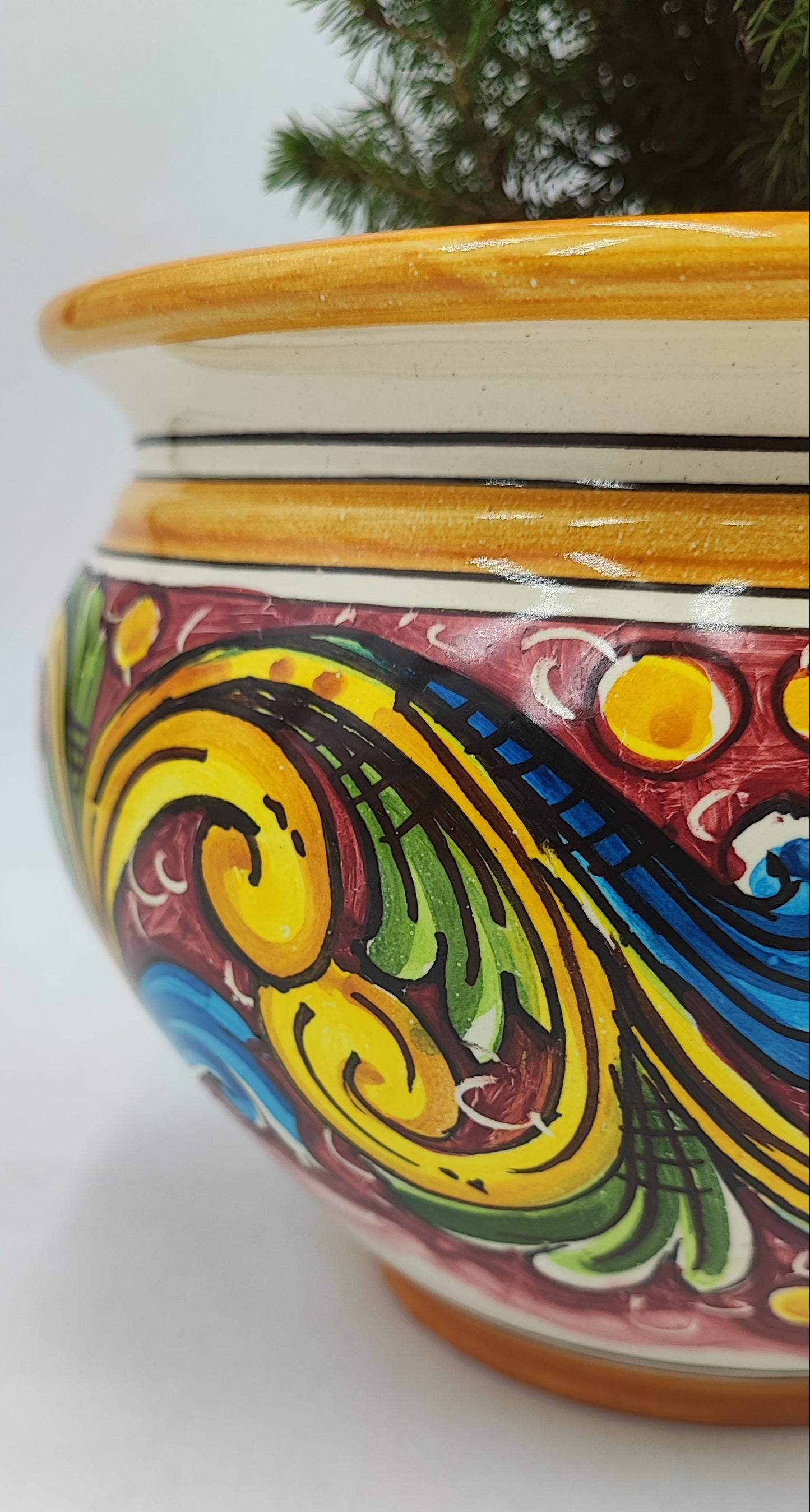 Handcrafted Caltagirone Ceramic Vase Holder- Hand-painted Beauty