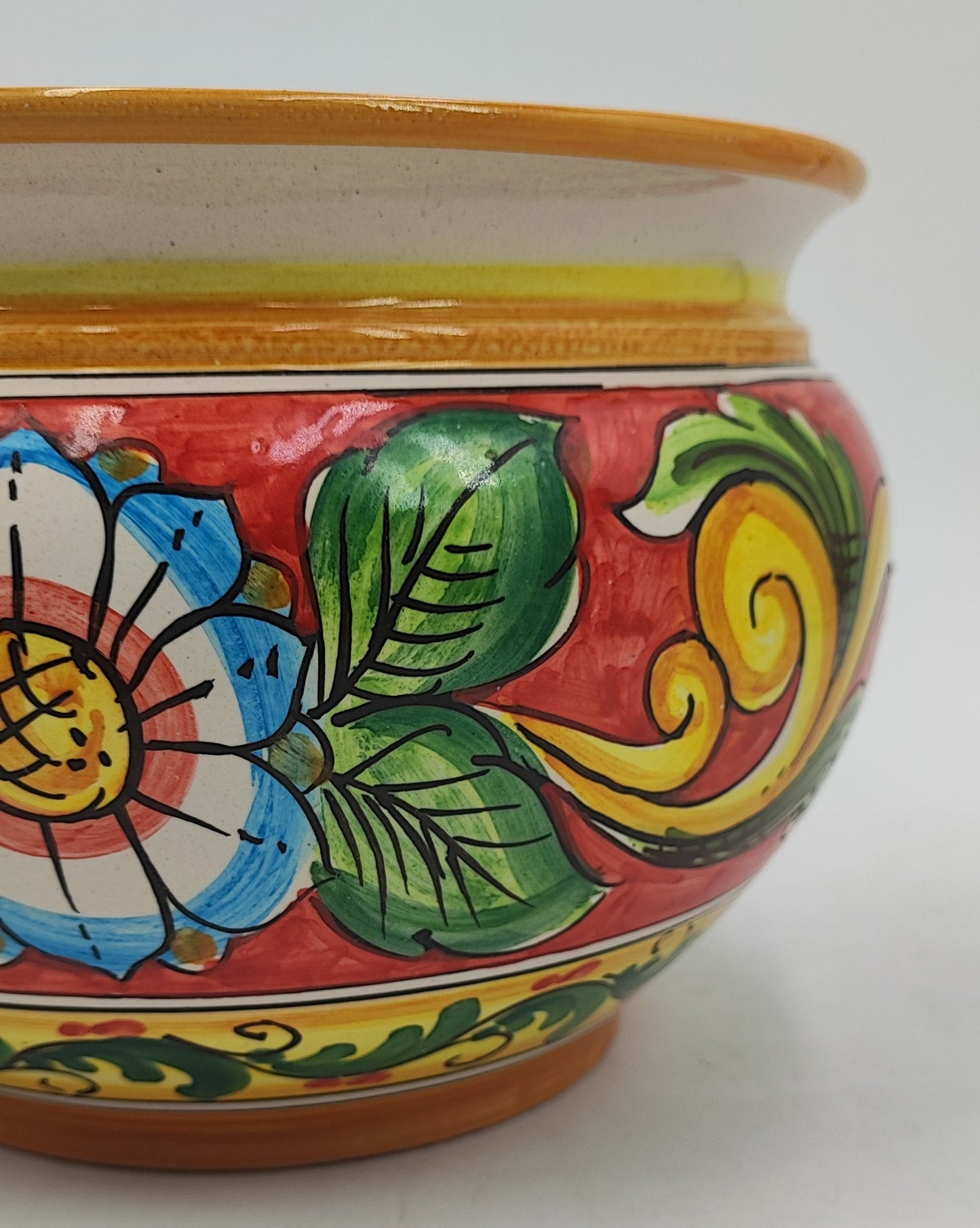 Handcrafted Caltagirone Ceramic Vase Holder- Hand-painted Beauty