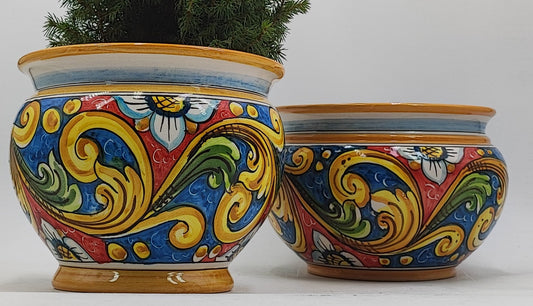 Handcrafted Caltagirone Ceramic Vase Holder- Hand-painted Beauty