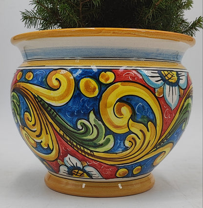 Handcrafted Caltagirone Ceramic Vase Holder- Hand-painted Beauty