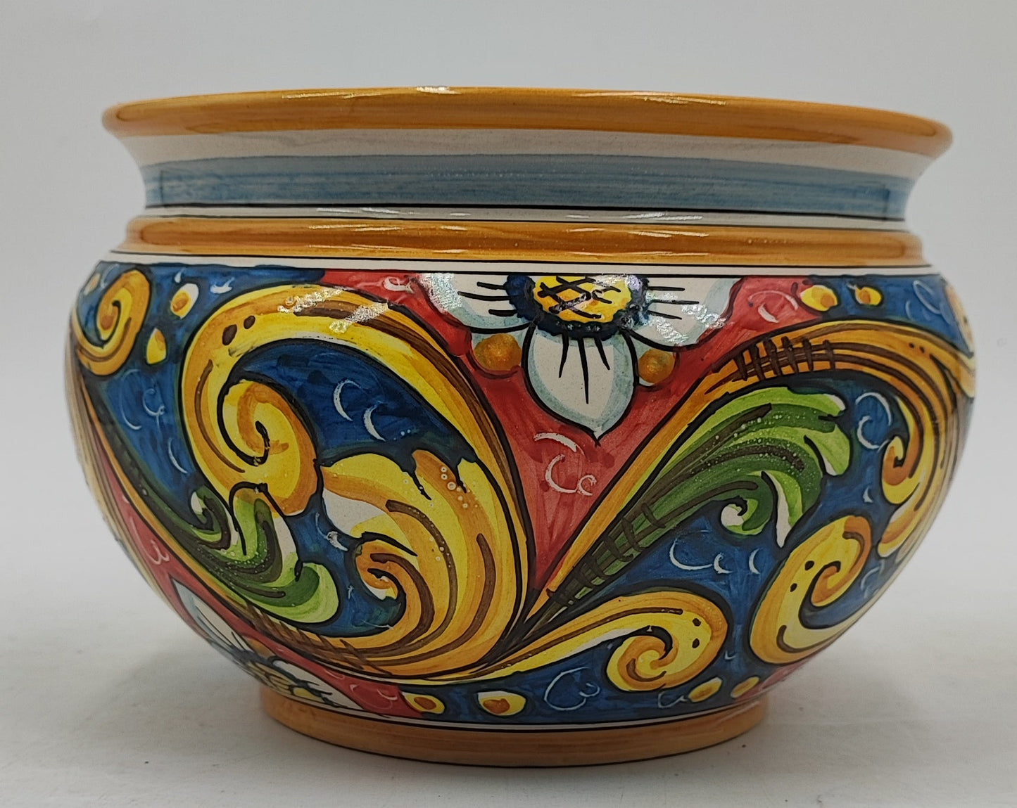 Handcrafted Caltagirone Ceramic Vase Holder- Hand-painted Beauty