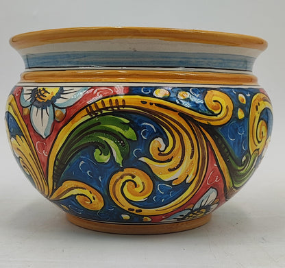 Handcrafted Caltagirone Ceramic Vase Holder- Hand-painted Beauty