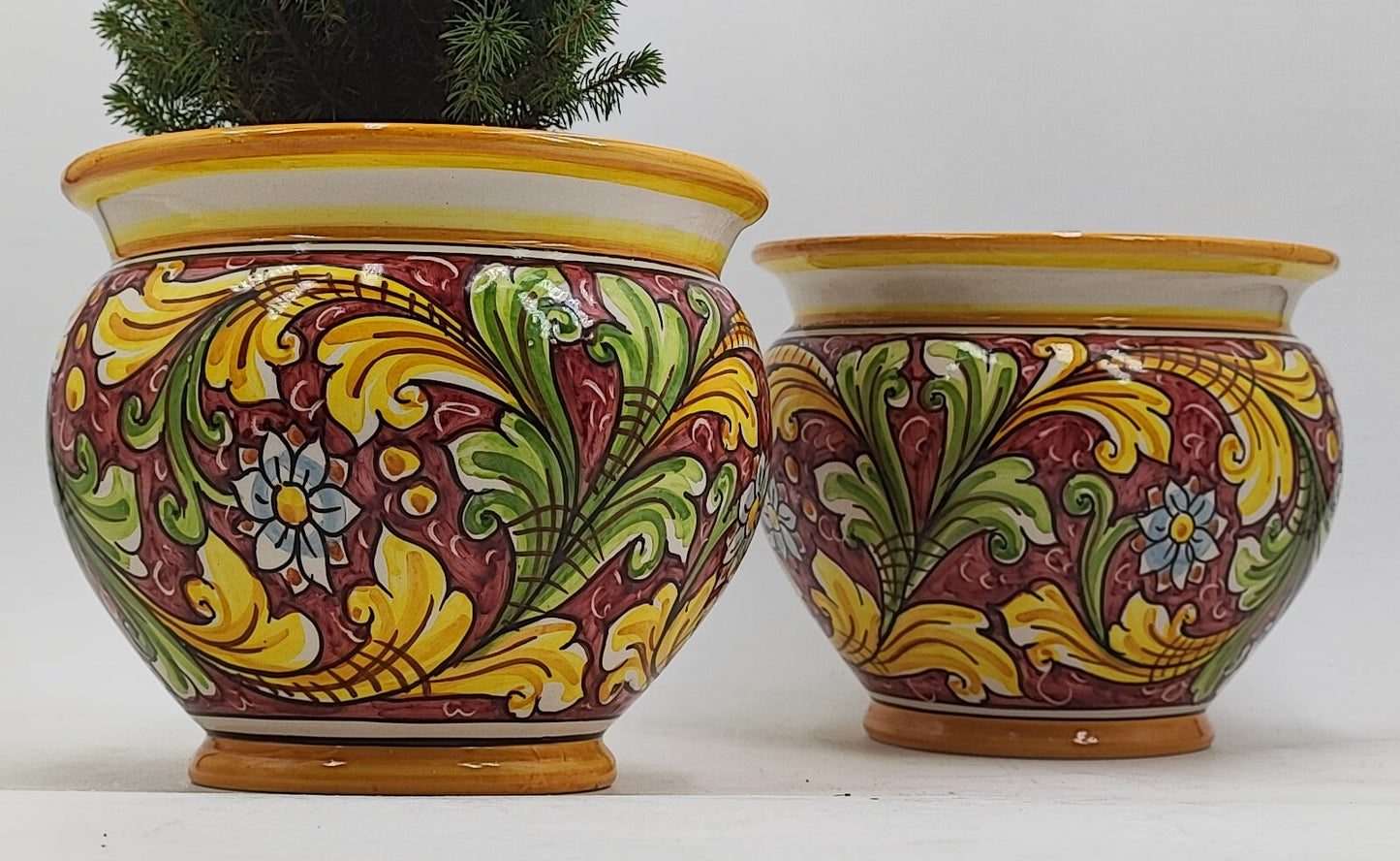 Handcrafted Caltagirone Ceramic Vase Holder- Hand-painted Beauty