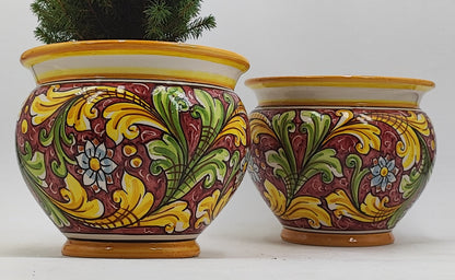 Handcrafted Caltagirone Ceramic Vase Holder- Hand-painted Beauty