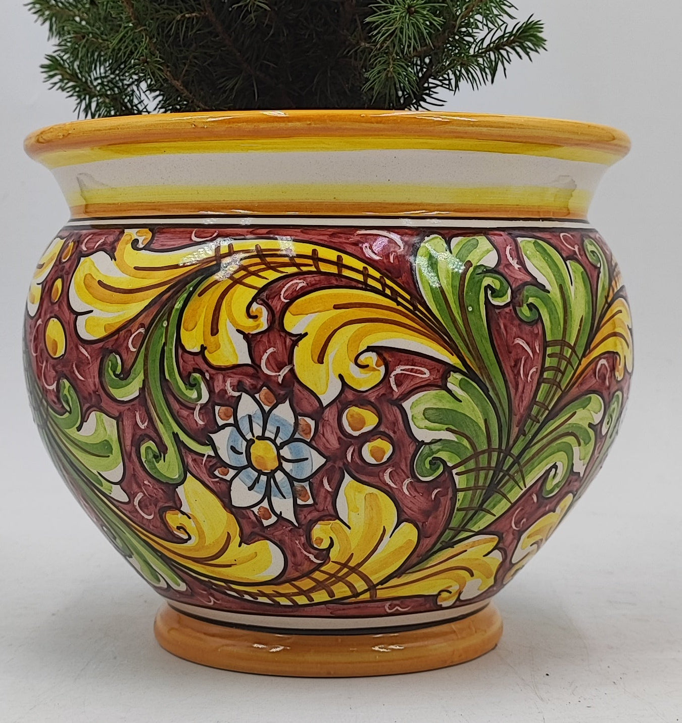 Handcrafted Caltagirone Ceramic Vase Holder- Hand-painted Beauty