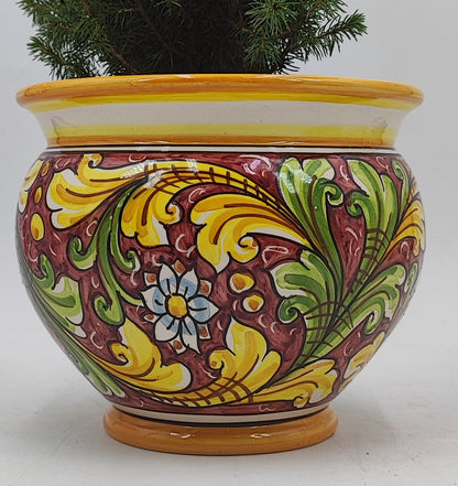 Handcrafted Caltagirone Ceramic Vase Holder- Hand-painted Beauty