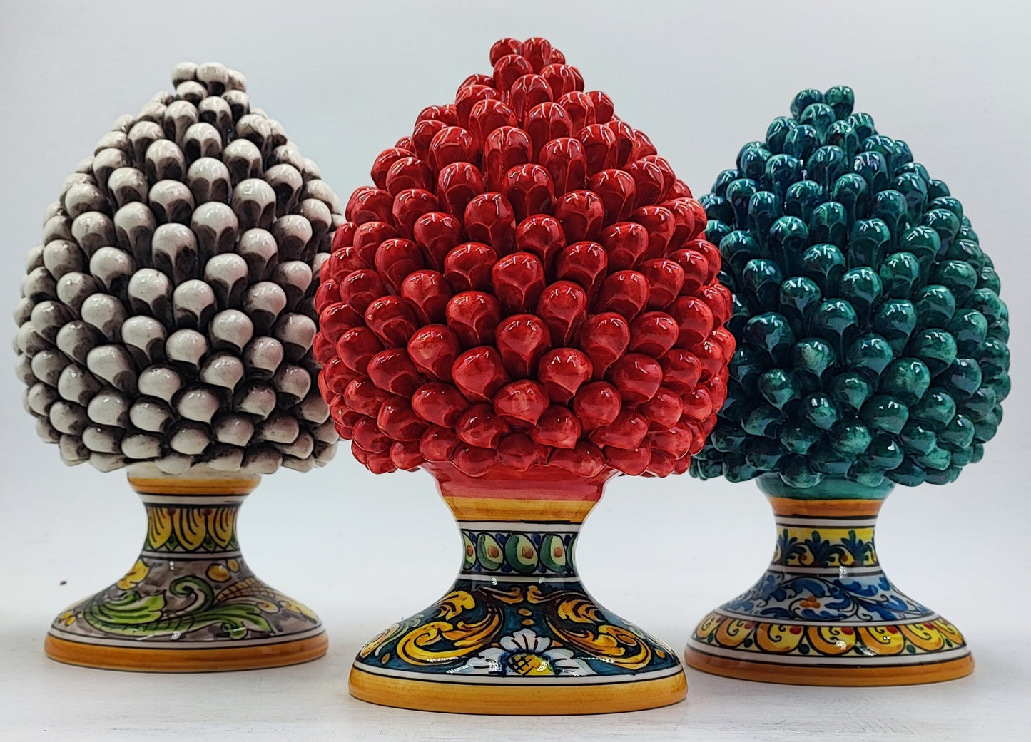 Handcrafted Caltagirone Ceramic Pine Cone: Sicilian Good Luck Symbol 25 CM