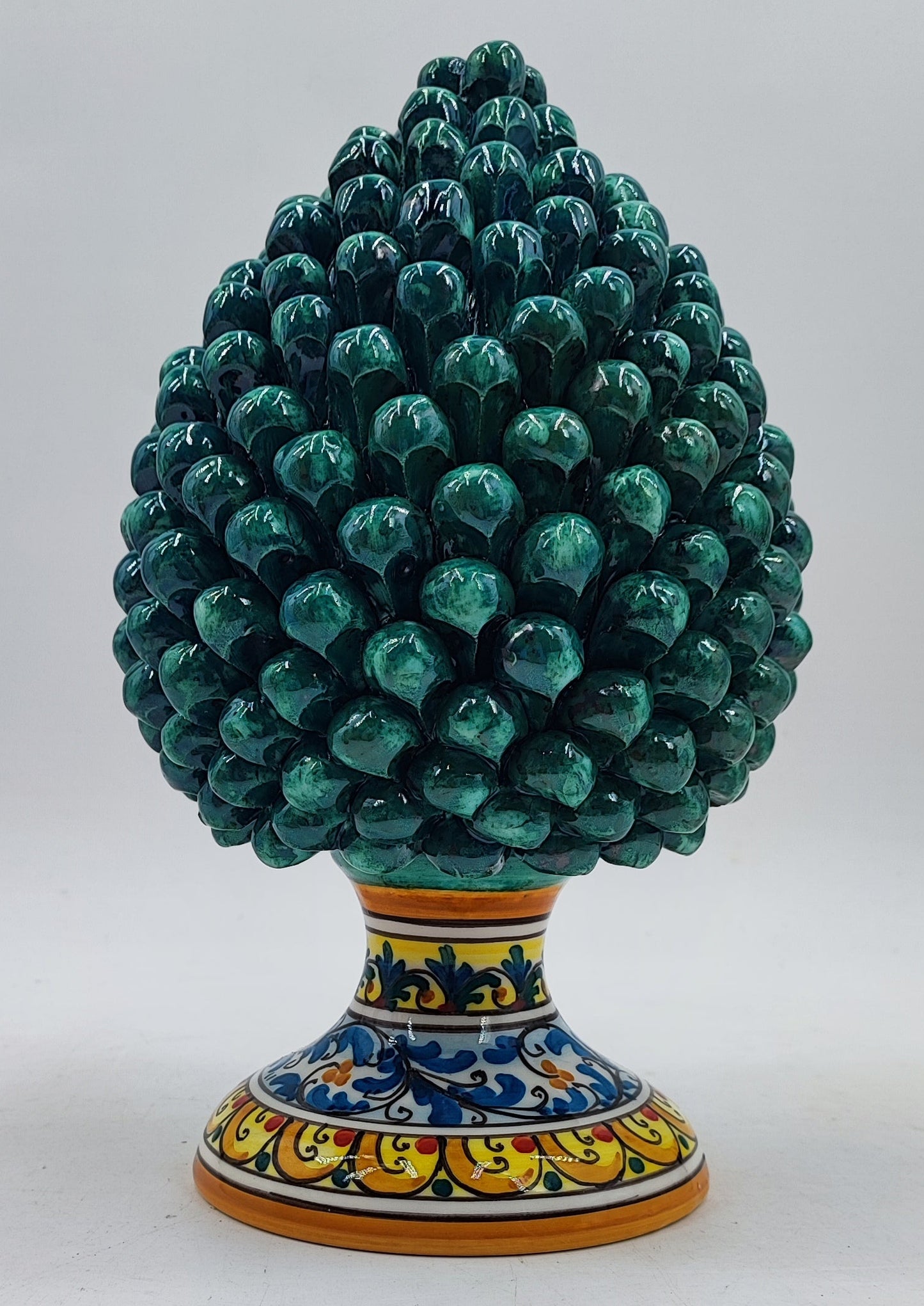 Handcrafted Caltagirone Ceramic Pine Cone: Sicilian Good Luck Symbol 25 CM