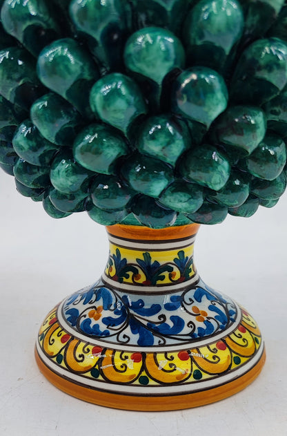Handcrafted Caltagirone Ceramic Pine Cone: Sicilian Good Luck Symbol 25 CM