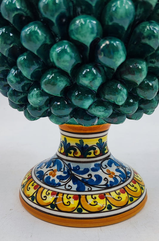 Handcrafted Caltagirone Ceramic Pine Cone: Sicilian Good Luck Symbol 25 CM