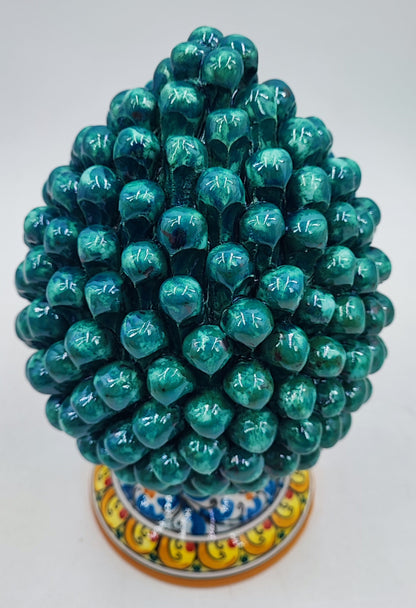 Handcrafted Caltagirone Ceramic Pine Cone: Sicilian Good Luck Symbol 25 CM