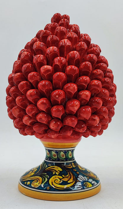 Handcrafted Caltagirone Ceramic Pine Cone: Sicilian Good Luck Symbol 25 CM