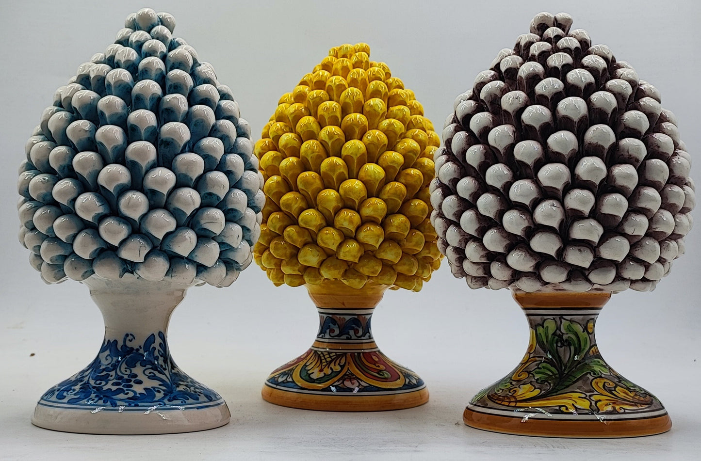 Handcrafted Caltagirone Ceramic Pine Cone: Sicilian Good Luck Symbol 25 CM