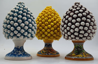 Handcrafted Caltagirone Ceramic Pine Cone: Sicilian Good Luck Symbol 25 CM