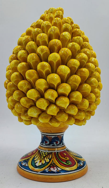 Handcrafted Caltagirone Ceramic Pine Cone: Sicilian Good Luck Symbol 25 CM