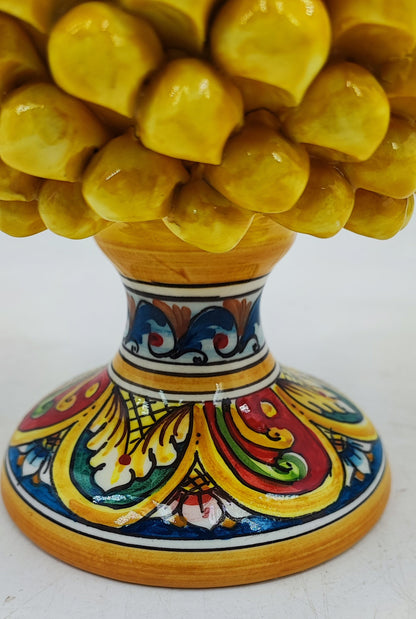 Handcrafted Caltagirone Ceramic Pine Cone: Sicilian Good Luck Symbol 25 CM