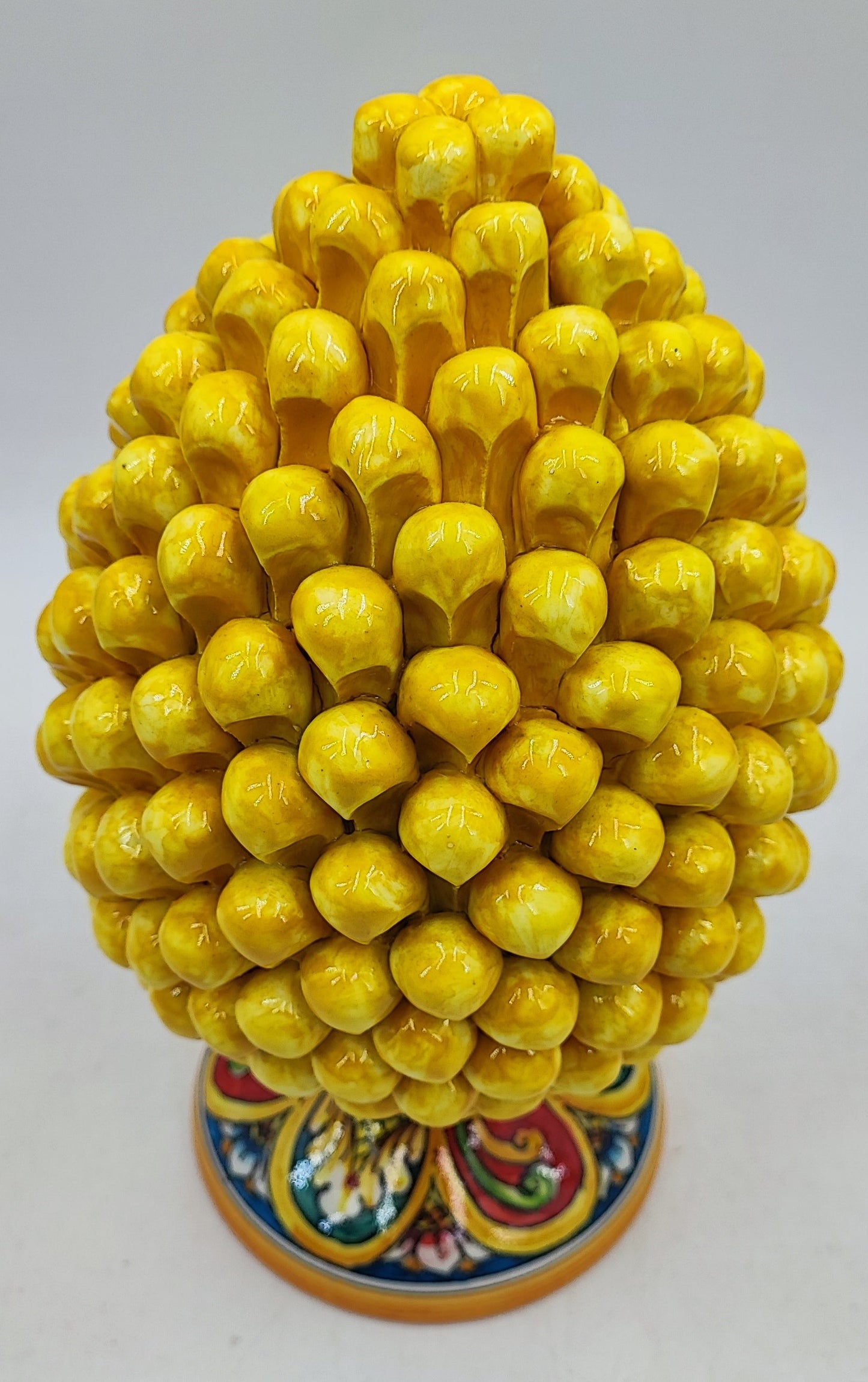 Handcrafted Caltagirone Ceramic Pine Cone: Sicilian Good Luck Symbol 25 CM