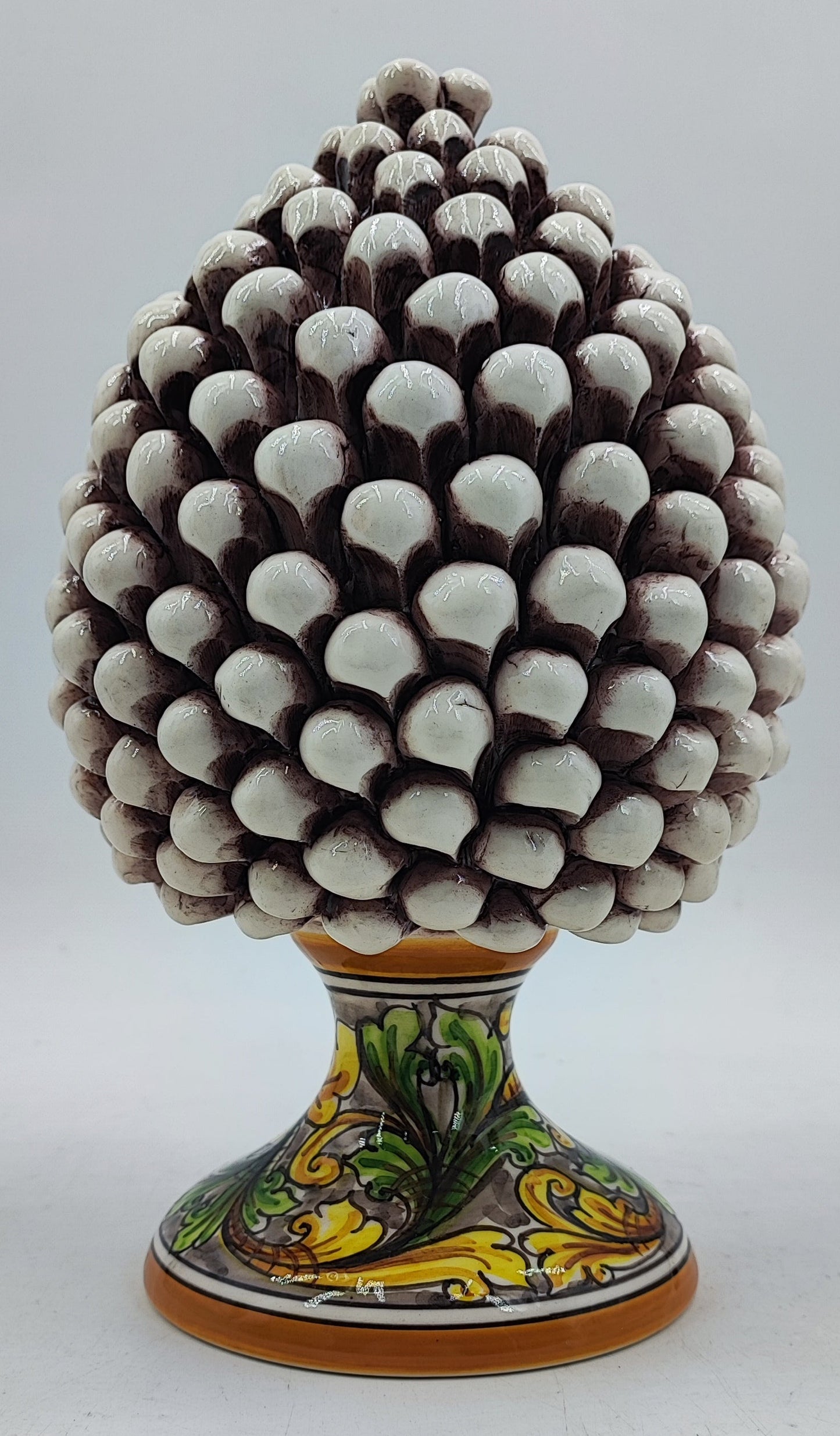 Handcrafted Caltagirone Ceramic Pine Cone: Sicilian Good Luck Symbol 25 CM