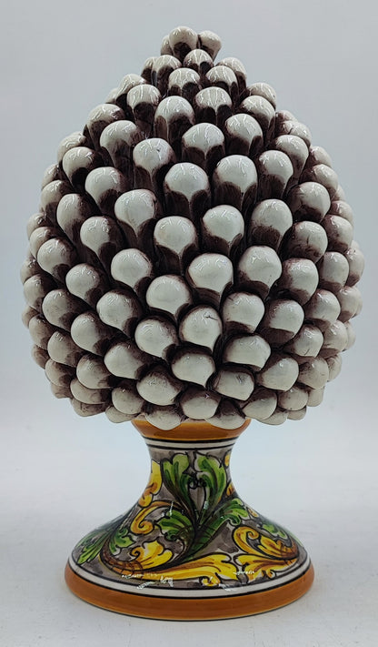 Handcrafted Caltagirone Ceramic Pine Cone: Sicilian Good Luck Symbol 25 CM