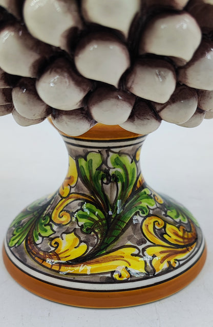 Handcrafted Caltagirone Ceramic Pine Cone: Sicilian Good Luck Symbol 25 CM