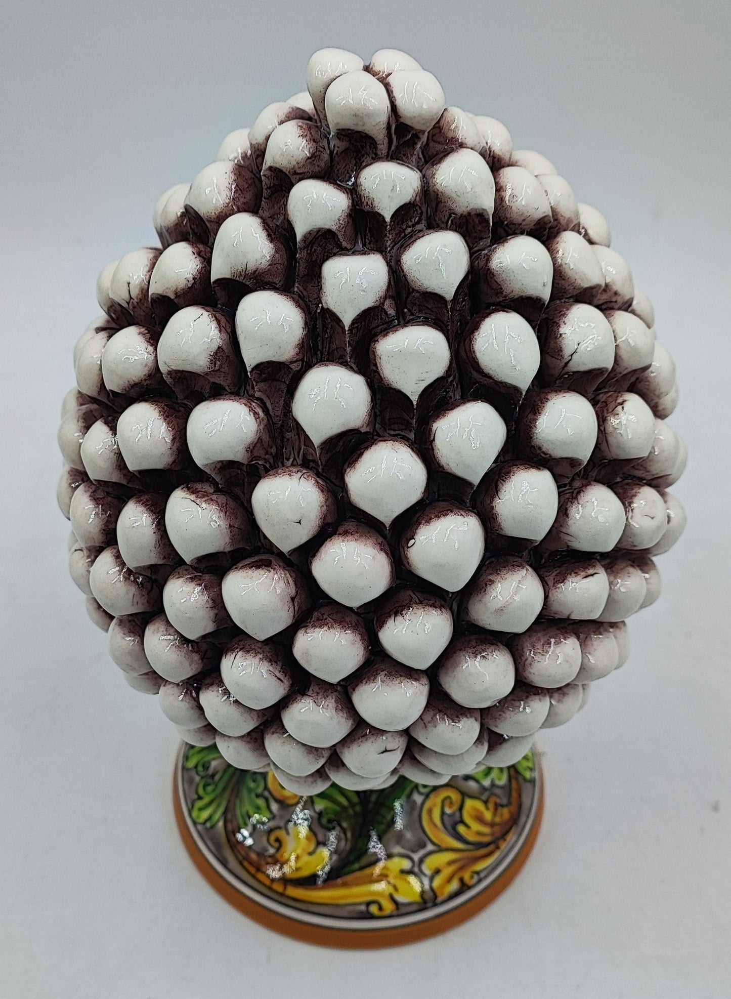 Handcrafted Caltagirone Ceramic Pine Cone: Sicilian Good Luck Symbol 25 CM