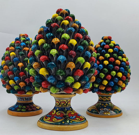 Handcrafted Caltagirone Ceramic Pine Cone: Sicilian Good Luck Symbol 30  CM