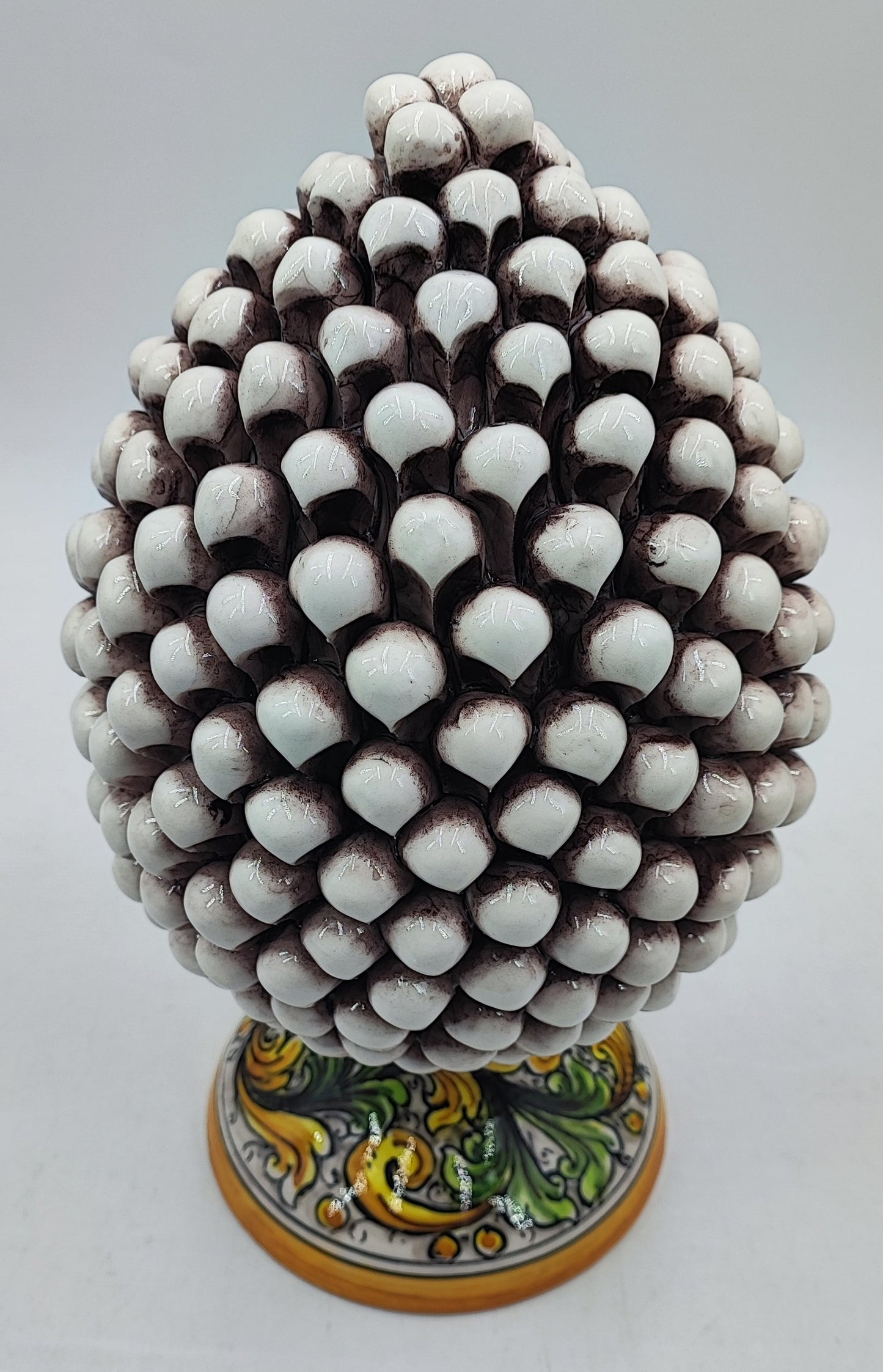 Handcrafted Caltagirone Ceramic Pine Cone: Sicilian Good Luck Symbol 33 CM