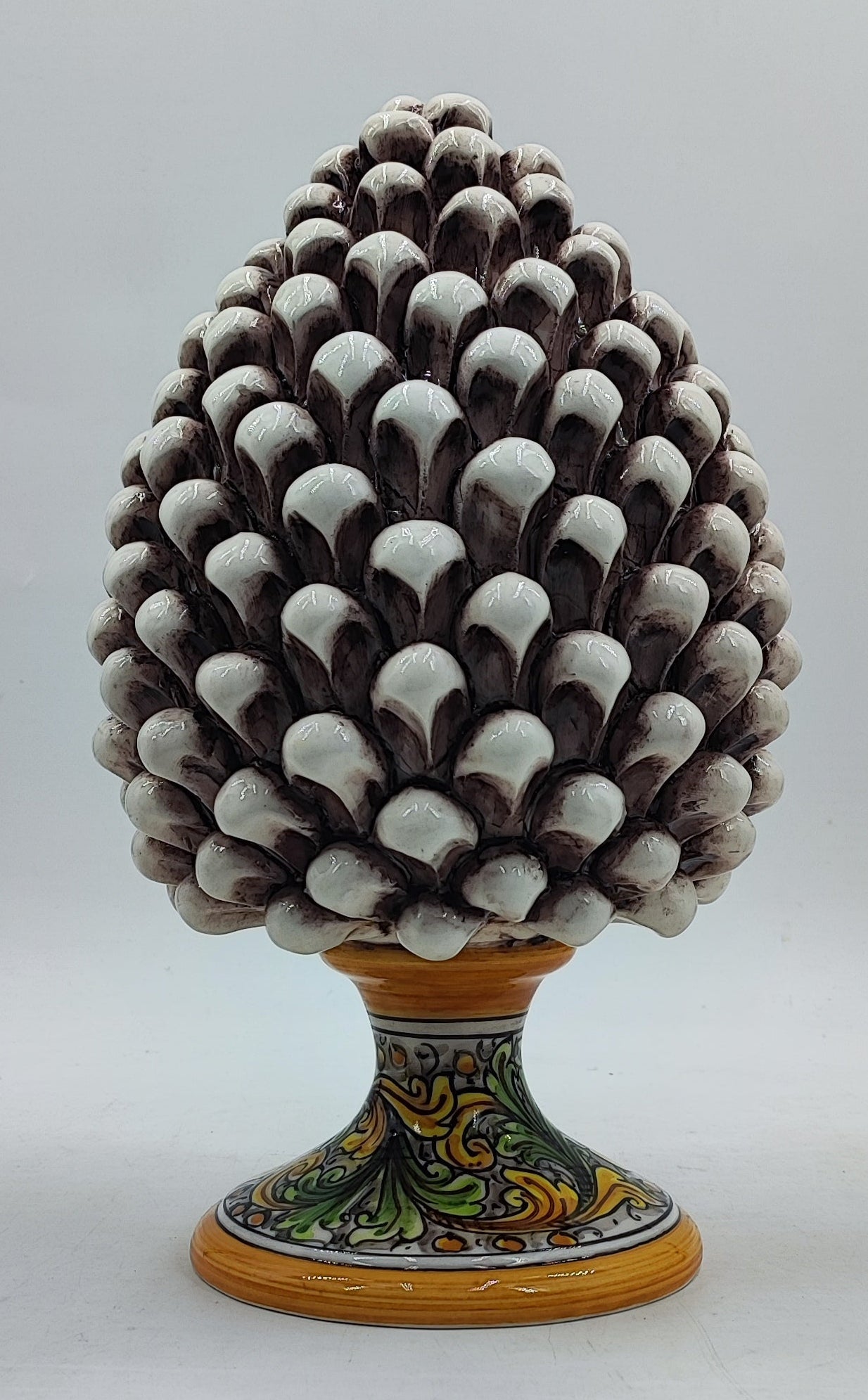 Handcrafted Caltagirone Ceramic Pine Cone: Sicilian Good Luck Symbol 33 CM