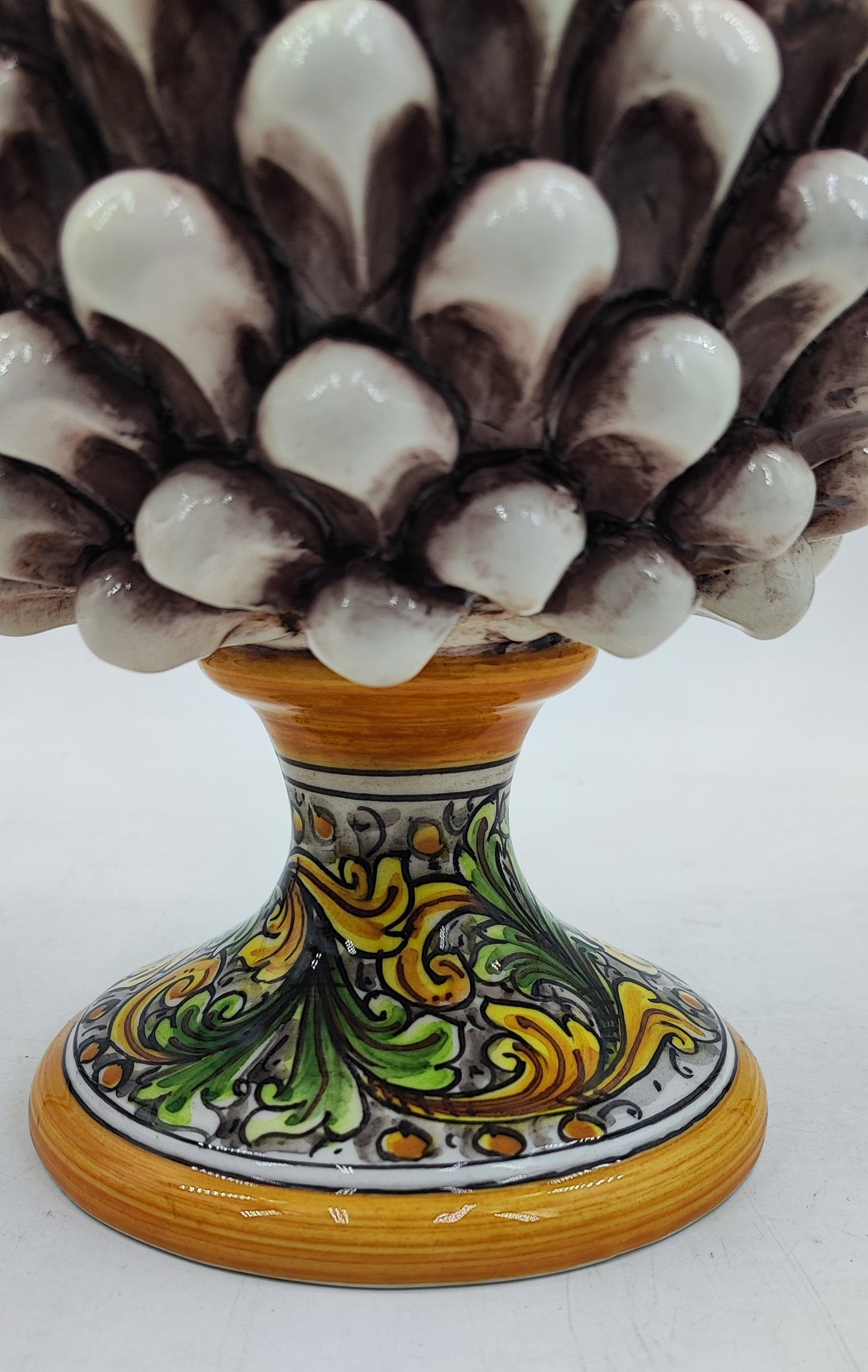 Handcrafted Caltagirone Ceramic Pine Cone: Sicilian Good Luck Symbol 33 CM