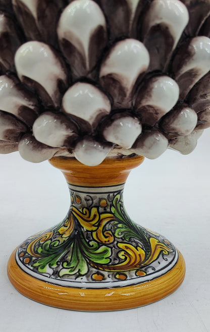Handcrafted Caltagirone Ceramic Pine Cone: Sicilian Good Luck Symbol 33 CM