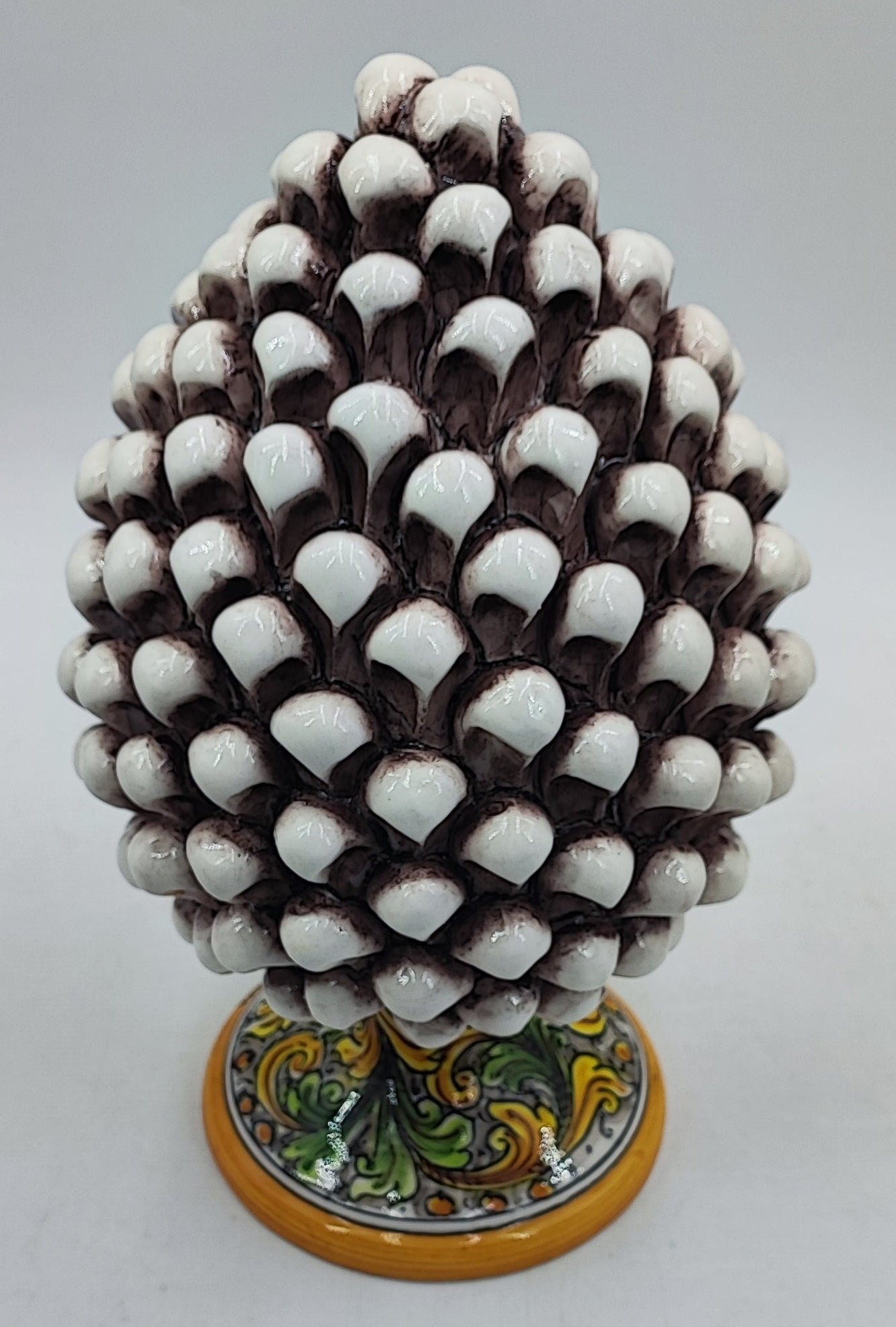 Handcrafted Caltagirone Ceramic Pine Cone: Sicilian Good Luck Symbol 33 CM