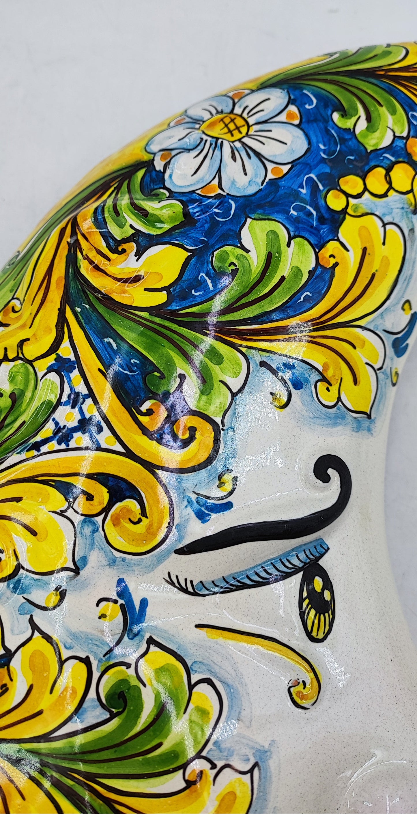 Handmade Caltagirone Ceramic Moon Wall Art: Sicilian Baroque Design