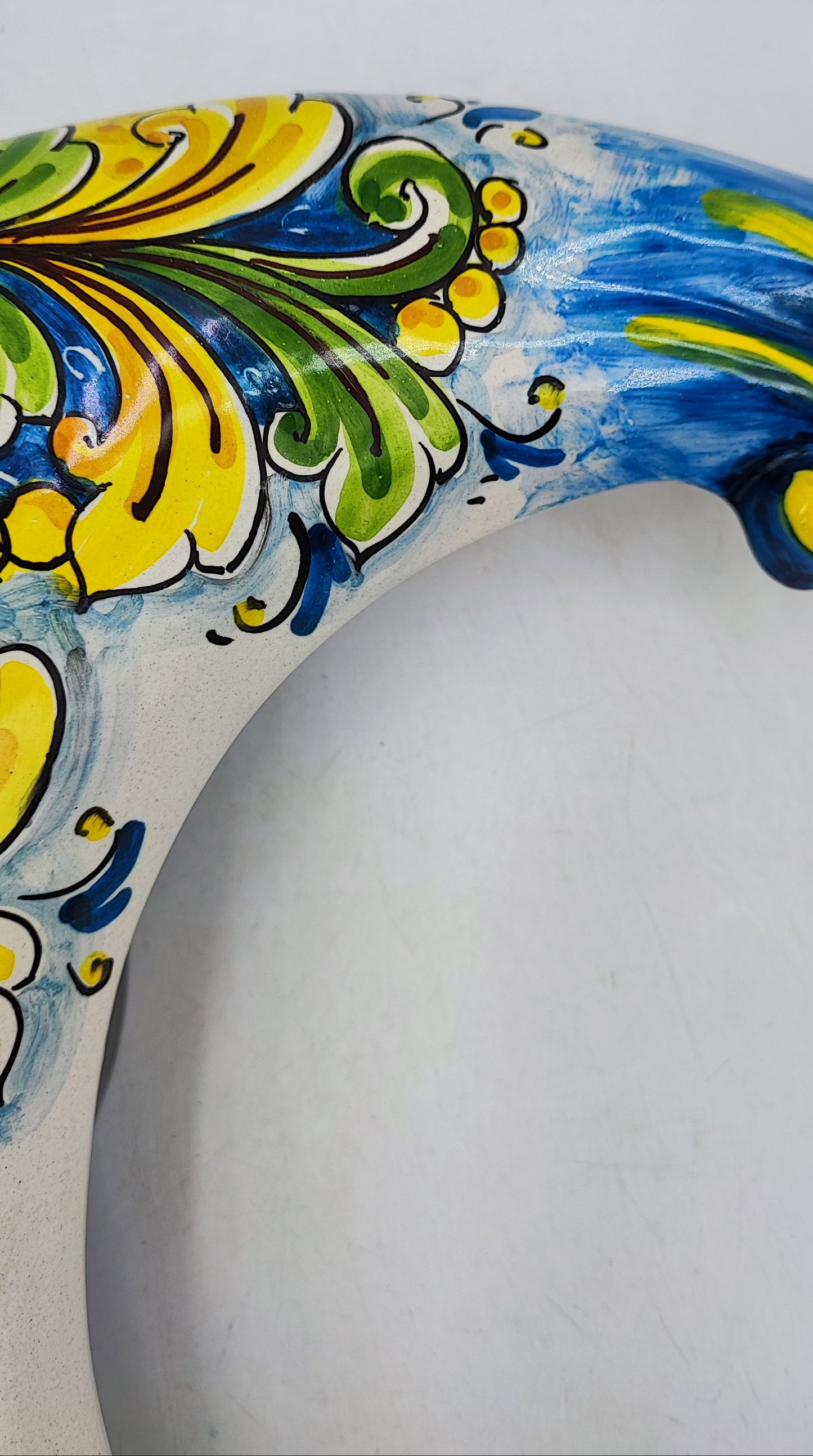 Handmade Caltagirone Ceramic Moon Wall Art: Sicilian Baroque Design