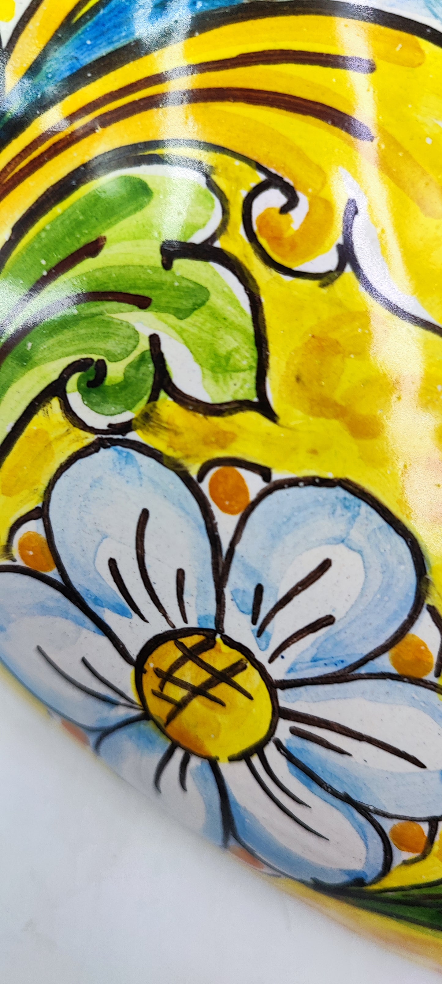 Handmade Caltagirone Ceramic Moon Wall Art: Sicilian Baroque Design