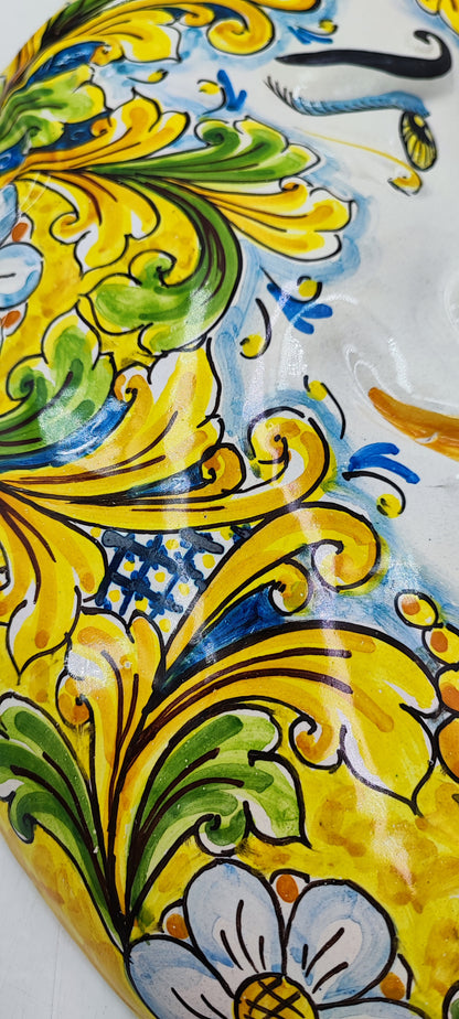 Handmade Caltagirone Ceramic Moon Wall Art: Sicilian Baroque Design