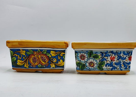 Colorful Rectangular Planter from Caltagirone - 23cm - Vibrant Ceramic Designs