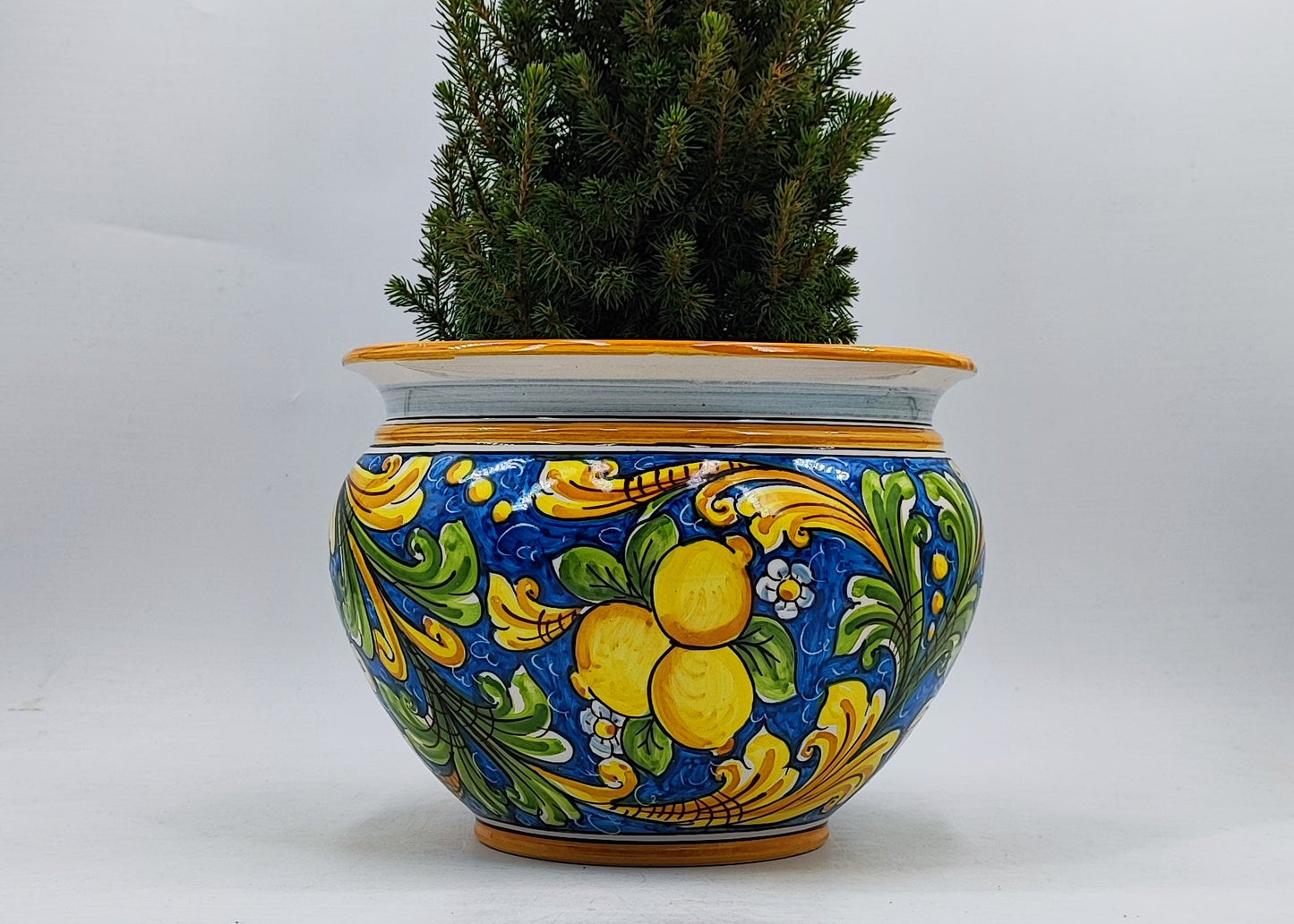 Caltagirone Acqua Green Ceramic vase holder 27cm