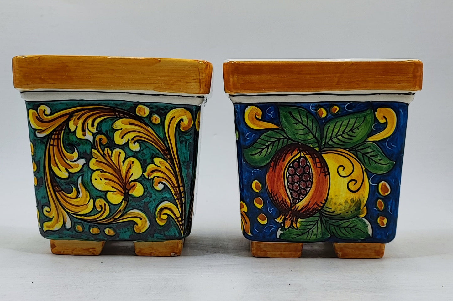 Ceramica di Caltagirone Square Planter – 17cm (6.7 inches) – Handcrafted Sicilian Ceramic Pot