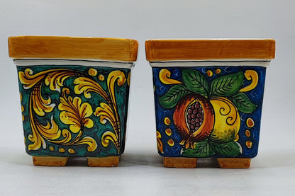 Ceramica di Caltagirone Square Planter – 17cm (6.7 inches) – Handcrafted Sicilian Ceramic Pot