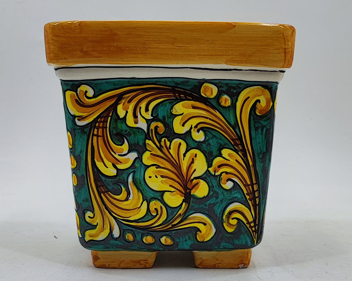 Ceramica di Caltagirone Square Planter – 17cm (6.7 inches) – Handcrafted Sicilian Ceramic Pot