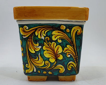 Ceramica di Caltagirone Square Planter – 17cm (6.7 inches) – Handcrafted Sicilian Ceramic Pot