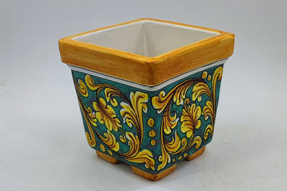 Ceramica di Caltagirone Square Planter – 17cm (6.7 inches) – Handcrafted Sicilian Ceramic Pot