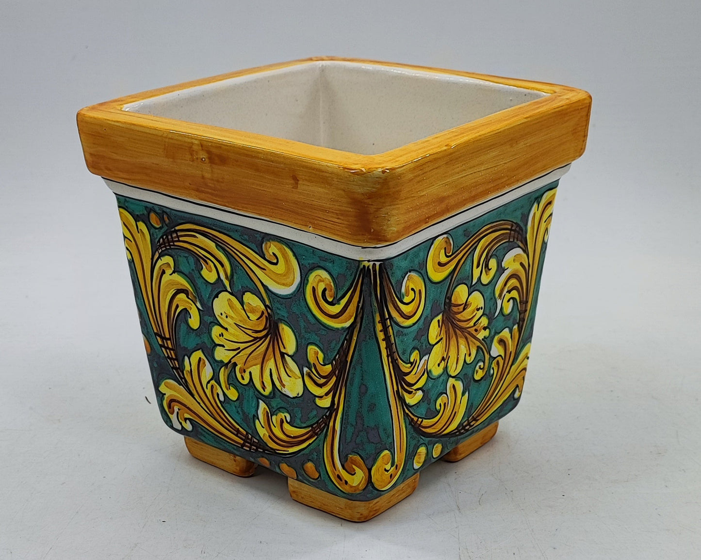 Ceramica di Caltagirone Square Planter – 17cm (6.7 inches) – Handcrafted Sicilian Ceramic Pot
